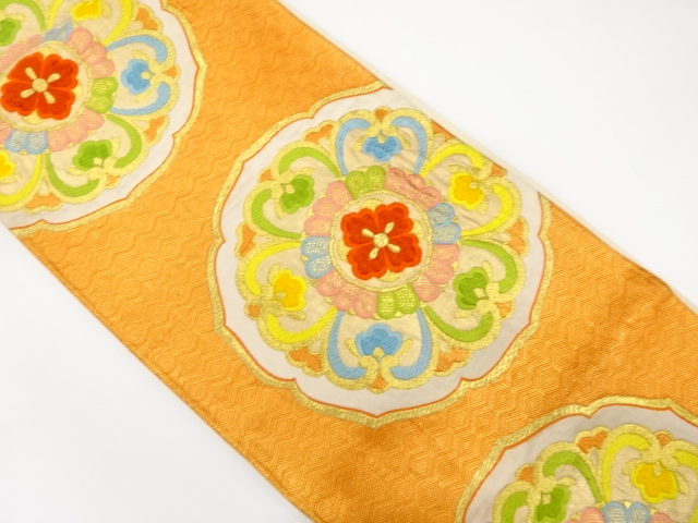 アンティーク　鏡裏に華紋織り出し袋帯（材料）